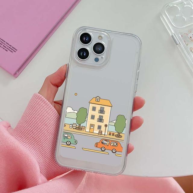Cute Shopping Bear Phone Case For Iphone 14 13 12 11 Promax Mini Plus Xr Xs Max 7 8 Se 2022 Transparent Soft Silicone Cover