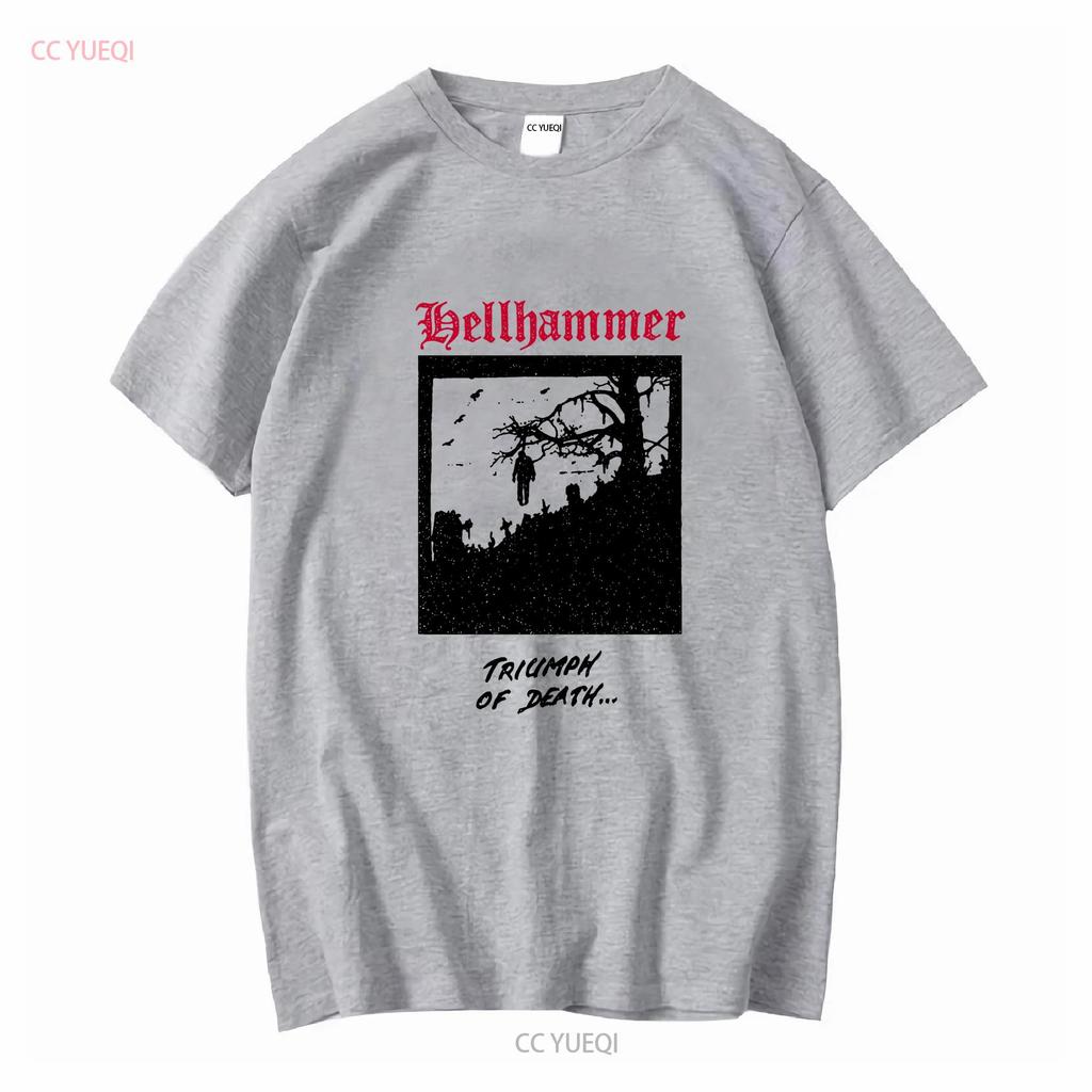 Hellhammer T-Shirt lange oder kurze Ärmel vintage gewaschen Mode Streetwear homme Bequem Unisex Designerkleidung Weich