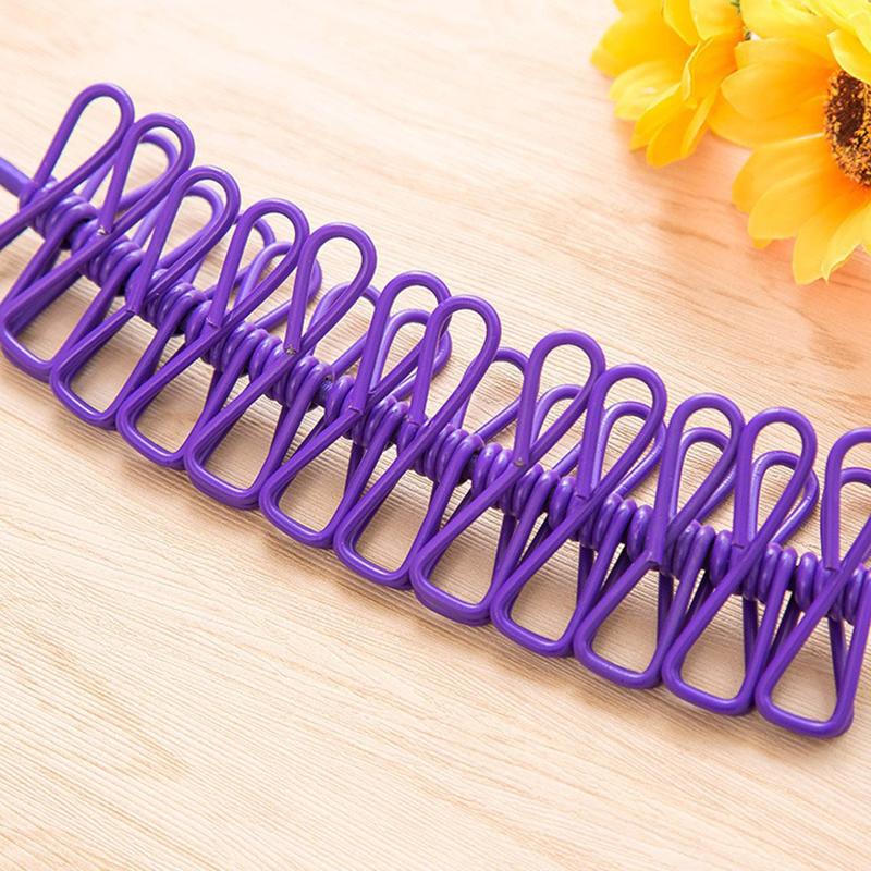 Portable Clothes Line with 12 Clips Multi - Function Extendable Clothesline Rope Tender Clothes Outside