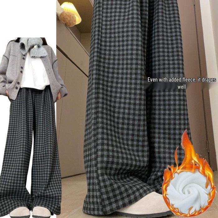 

Women s High-Waist Plaid Wide-Leg Pants – Early Autumn Casual Slimming Style 2XL