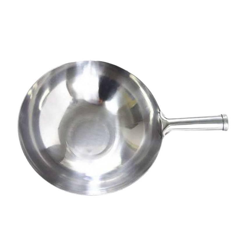 Stainless Steel Non-Stick Round-Bottom Wok for Home or Hotel Gas Stoves, Thickened Stir-Fry Pan Without Coating.