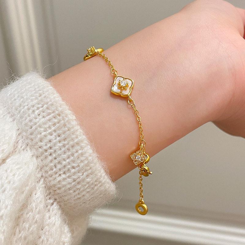 French retro simple zircon fritillary round flower bracelet bracelet exquisite jewelry women