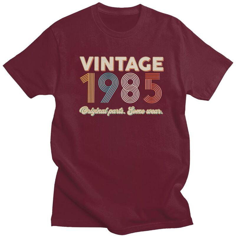 Custom Vintage Original Parts Some Wear 1985 40th Birthday T Shirt Men Short Sleeve 100 Cotton Tshirt Casual Tee Tops