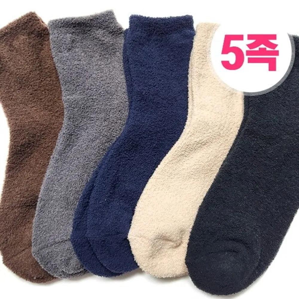 [J.Cotton] Women s Non-Compression Tactel Socks Solid Color Sleep Socks 5 Pairs Daily Women s solid color sleep socks
