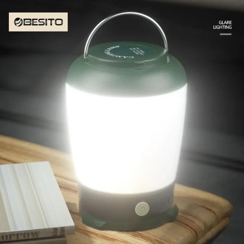 Portable Camping Lanterns Rechargeable 3 Color Dimmable Tent Light Outdoor Waterproof Flashlight Emergency Work Lamp For Fishing