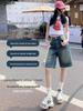 Women's 2025 Retro Washed Denim Mid-Length Loose Straight-Leg Shorts