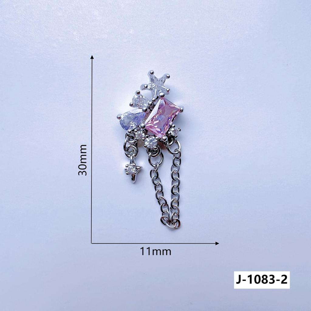 Flat-Bottom Tassel Chain Nail Art with Copper-Inlaid Zircon