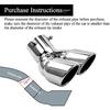 3 Inch Exhaust Tip, Universal Stainless Steel Exhaust Tailpipe Dual Tailpipe Slant For Most Cars