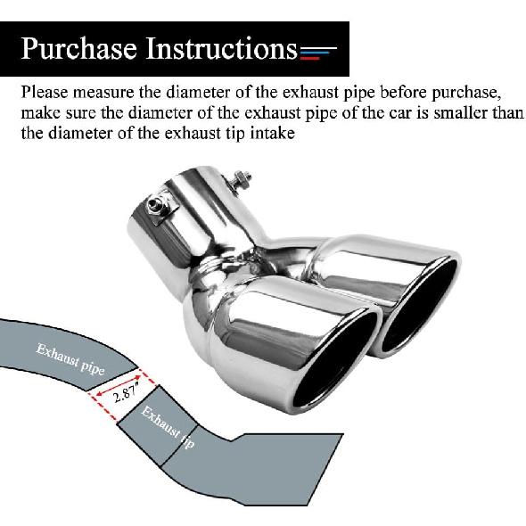 3 Inch Exhaust Tip, Universal Stainless Steel Exhaust Tailpipe Dual Tailpipe Slant For Most Cars