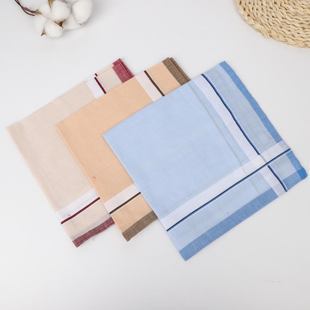 Men's Pure Cotton Handkerchief Suit Pocket Towel Light-colored Sweat-wiping Small Square Scarf Plaid Spot 16 Inches
