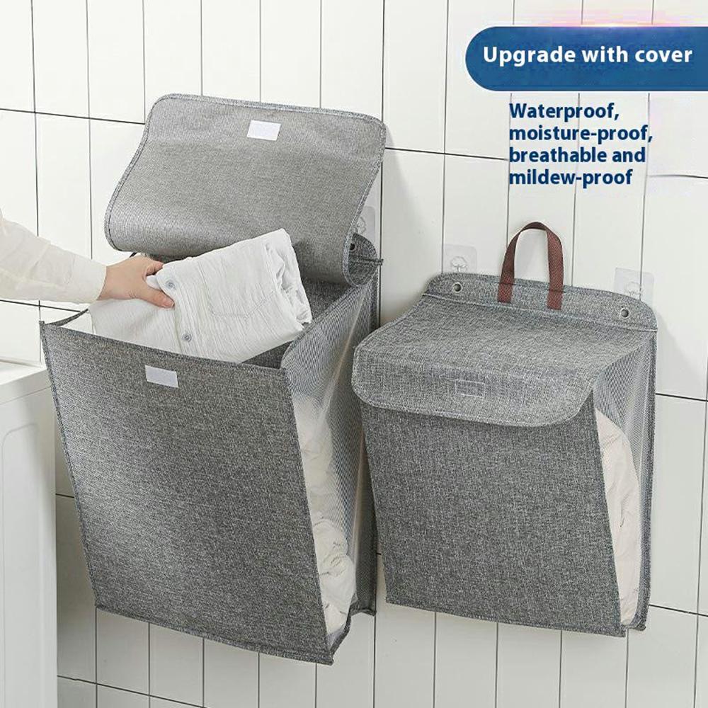 Collapsible Laundry Hamper for Bathroom Clothes Basket Wall Mounted Laundry Baskets (Size: L)