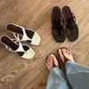 Retro Fashion Large Size Solid Women's Slippers Women's Shoes 2026 New Summer Outdoor Peep Toe Square Toe Modern Slippers