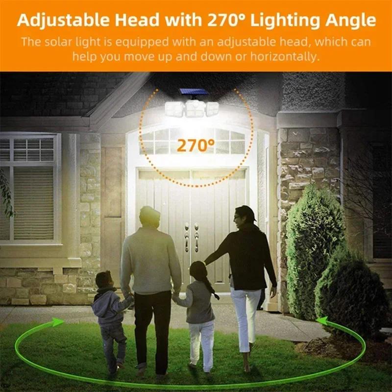 138 / 198LED Solar Lights Outdoor Motion Sensor  Human Induction  Adjustable  Head  IP65 Waterproof Solar Power Wall Lamp
