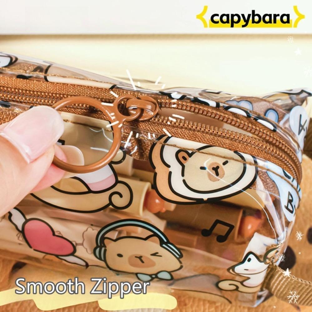 Transparent Pencil Cases Cute Capybara Students Stationery New Pen Bags  School Office Supplies