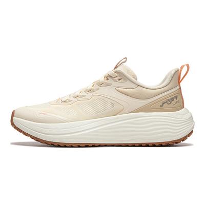 LiNing Soft Lite Atmungsaktive, leichte und rutschfeste Freizeitschuhe für Damen, Sneaker, Weiß/Braun, AGLU038-4