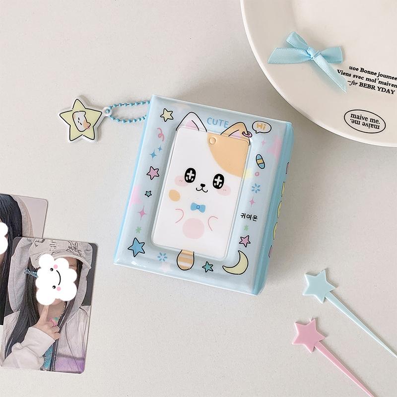 Cute Cartoon Kitten Three-Inch Album Student 40 Slot Photo Card Binder Polaroid Idol Mini Photo Card Storage Album Girls Gift