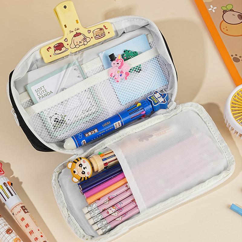 Panda Pencil Bag Green Multi-Layer Large Capacity Pensil Case Cute Cartoon Pen Holder Stationery School Supplies Gift Organizer