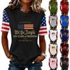 Blusa Feminina da Moda Casual de Manga Curta com Estampa e Gola Redonda