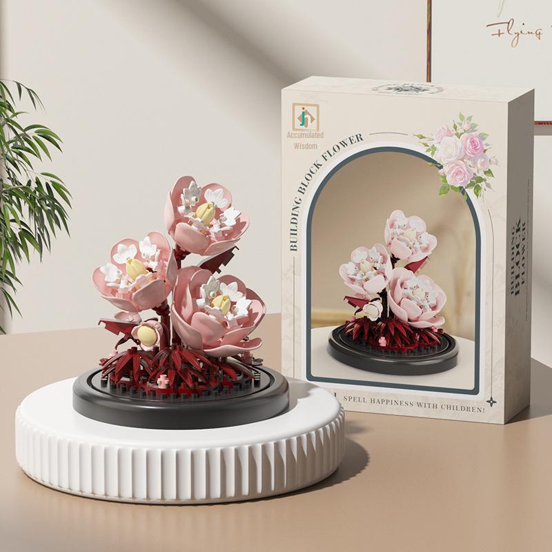 Luminous Micro-Particle Flower Building Blocks - Educational Toy & Gift for Girls