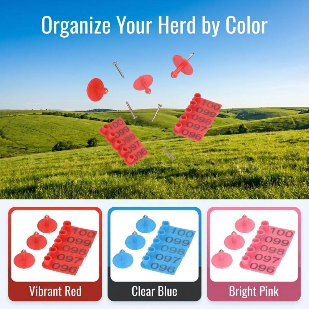 100Pcs Lightweight Livestock Ear Tags PP Ear Tags Easy Operation Numbered Livestock Ear Tags  Cow