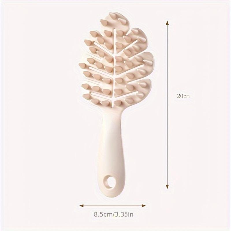 Leaf Shaped Silicone Hair Brush Long Handle Hollow Out Design for Wet And Dry Use Non-Damaging Scalp Massage Comb Cleaning Itch