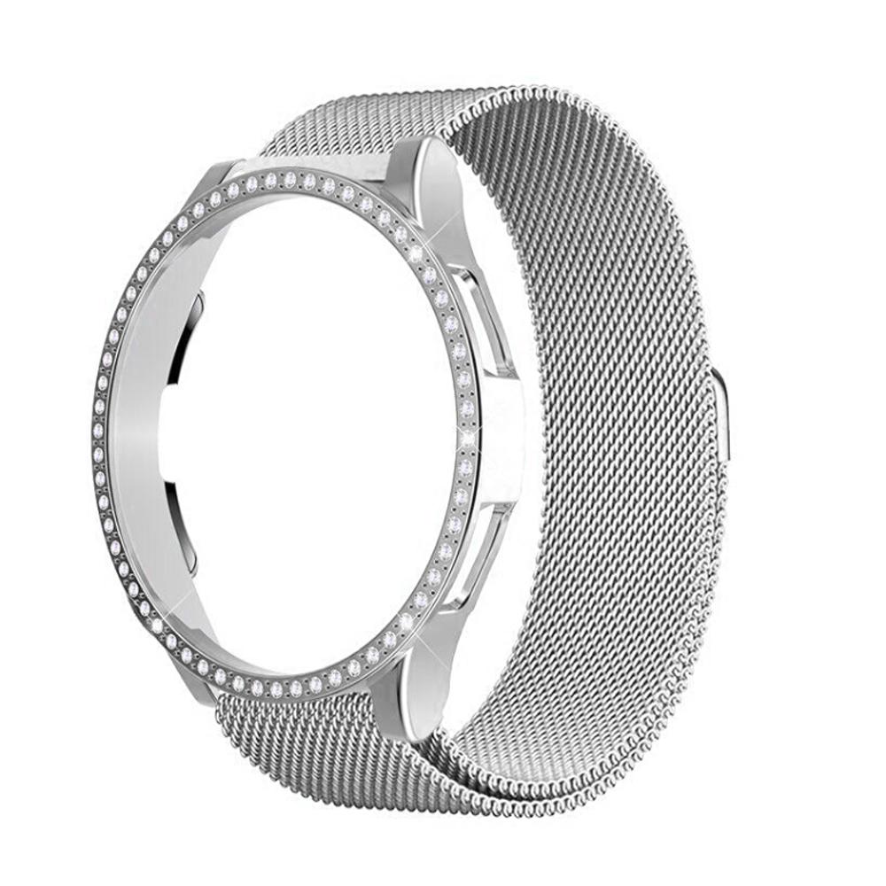 

чехол + ремешок для Samsung Galaxy Watch7 Watch6 Watch5 Watch4 40 мм 44 мм Металлический магнитный ремешок + Пластиковый корпус Diamond Женский браслет galaxy watch4 44mm серебряный