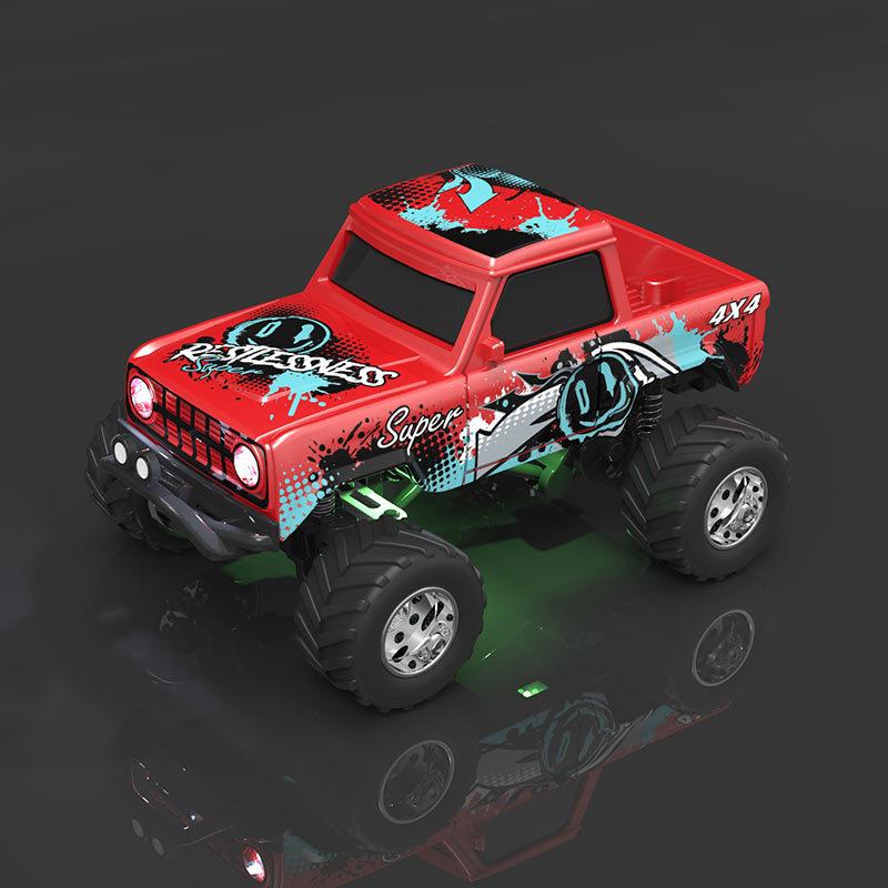 1:64 Mini Alloy RC Off Road Pickup Truck 2.4GHz Bluetooth App Control 3 Speed Shockproof LED Lights Powerful Motor For Kids