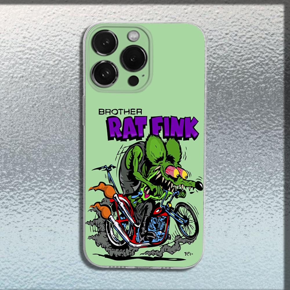 

Rat F-Fink Art Design Phone Case For iPhone 16,15,14,13,12,11 Plus,Pro,Max,XR,XS,X,Plus,SE,Mini Transparent Soft Cover iPhone15
