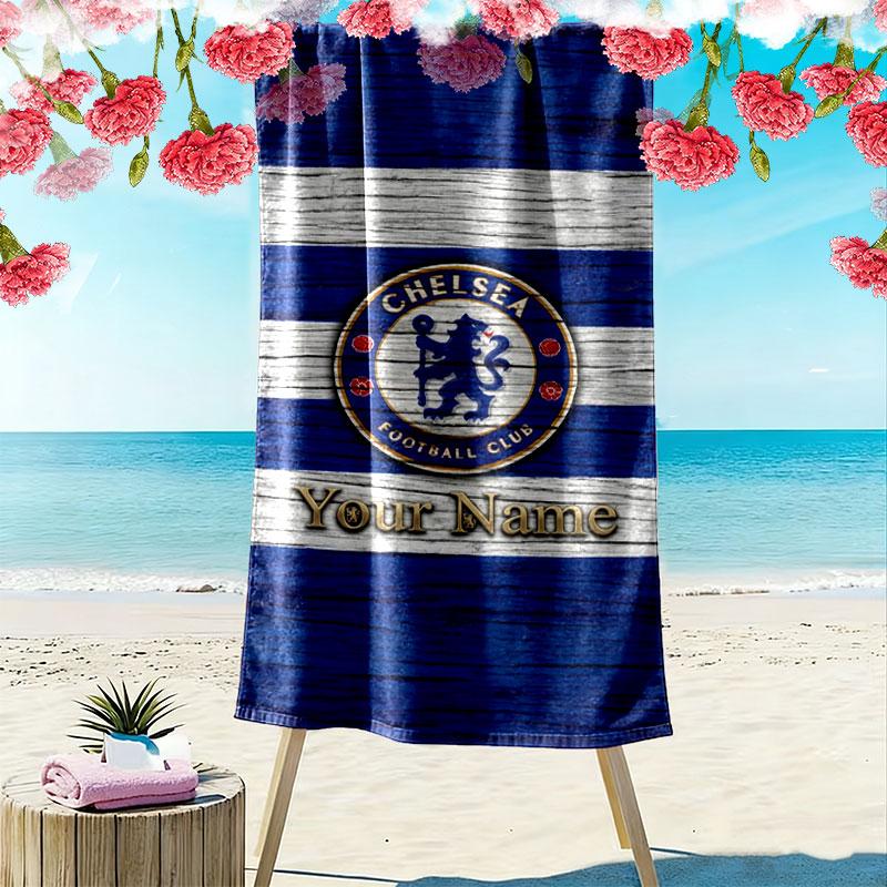 Chelsea F Custom Name Print Beach Towel, Large Soft Quick Dry Towel for Beach Camping Swimming