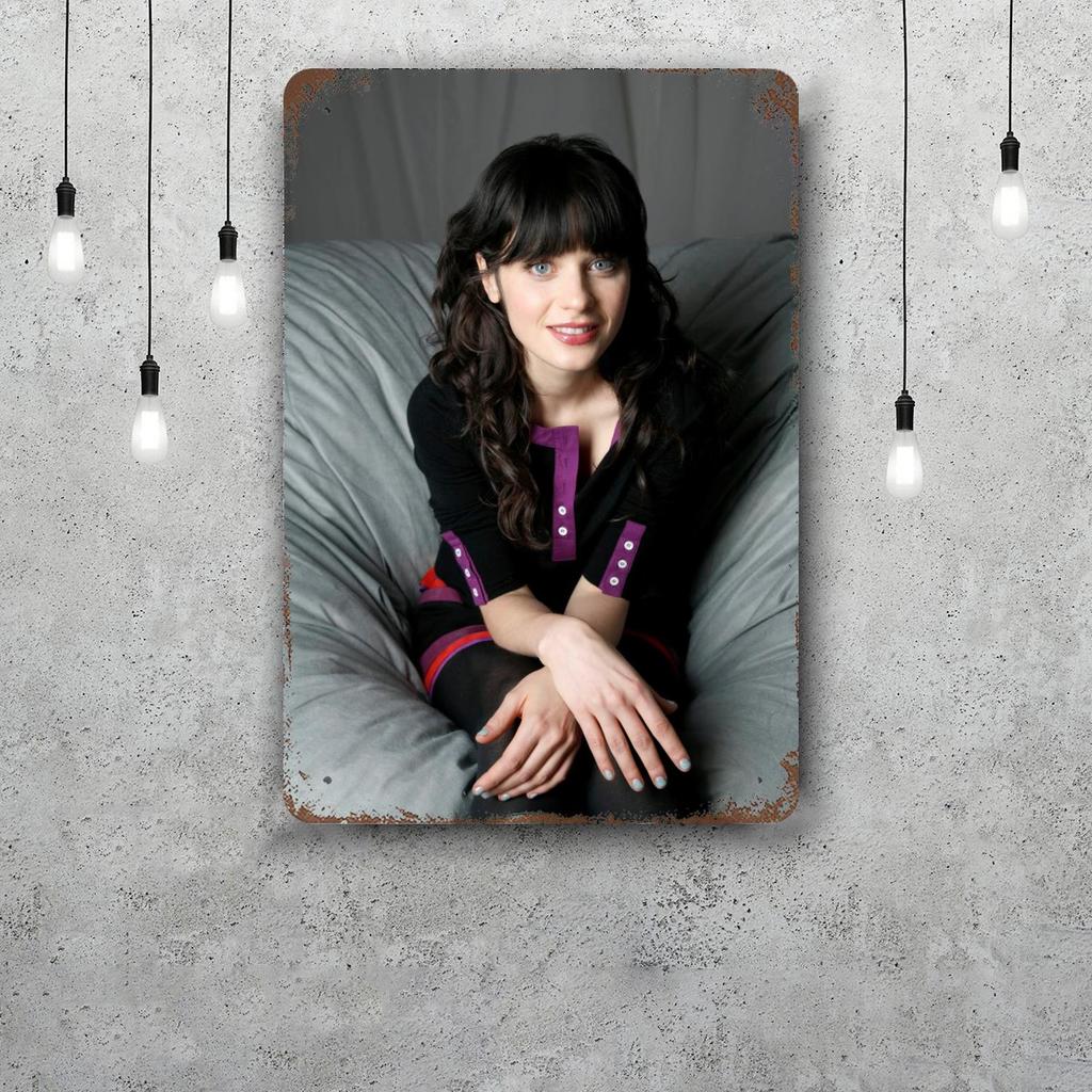 Zoey Deschanel Actor Decor Vintage Metal Signs Tin Signs Captain Poster Decor for Bar Pub Club Man Cave Wall Decoration