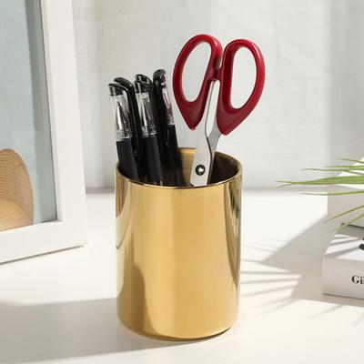 Portalápices electrochapado de acero inoxidable brillante, organizador multiusos para pinceles y bolígrafos para el hogar.