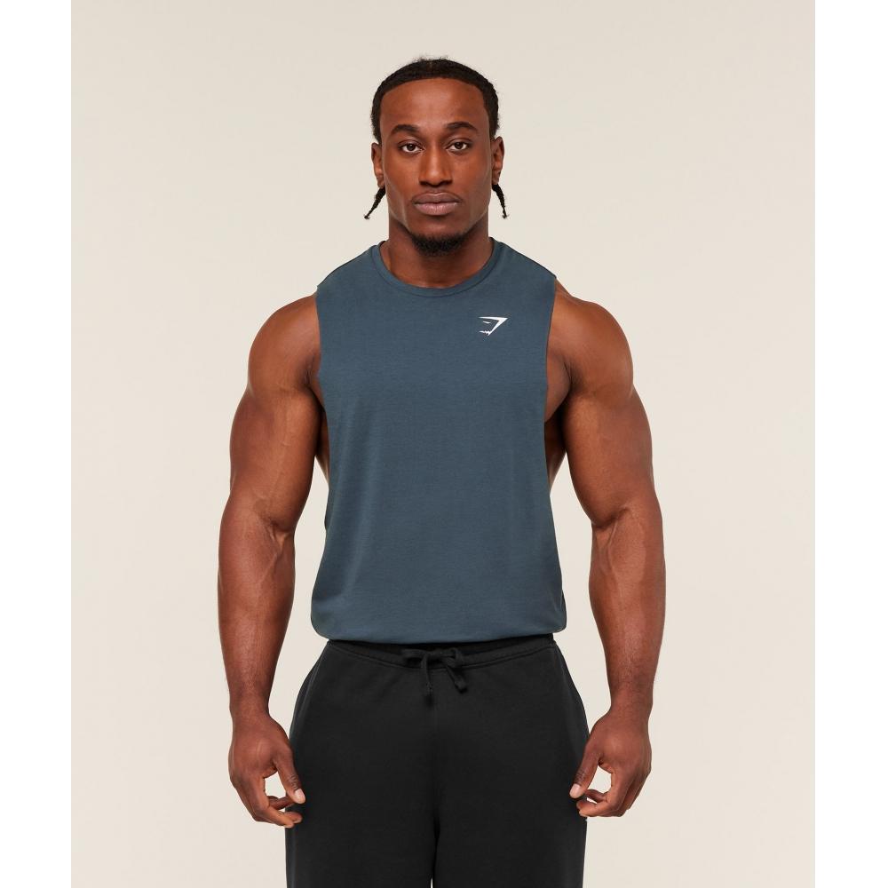 Gymshark Critical 2.0 Drop Arm Tank Gs Stealth Blue A1a2r Ud6s