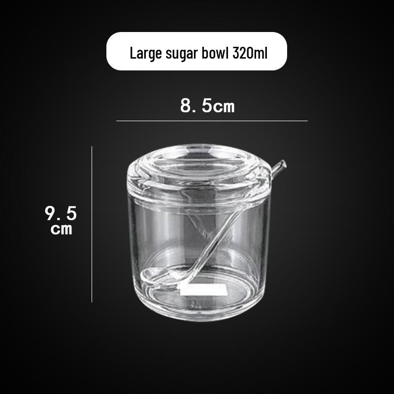 Transparenter Acryl-Gewürzbehälter mit Löffel - Küchen-Gewürzhalter für Salz, Zucker oder Gewürze
