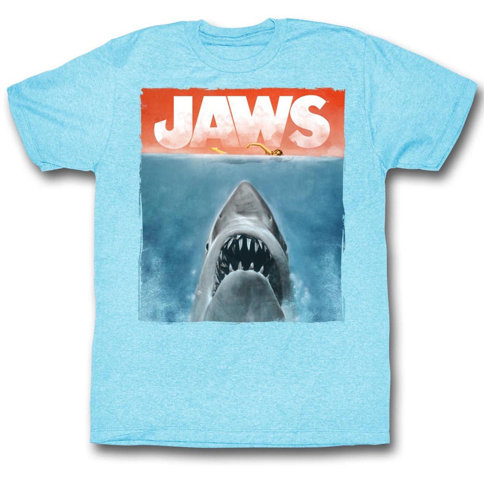 Jaws Colors Light Blue Heather Adult T-Shirt 2XL