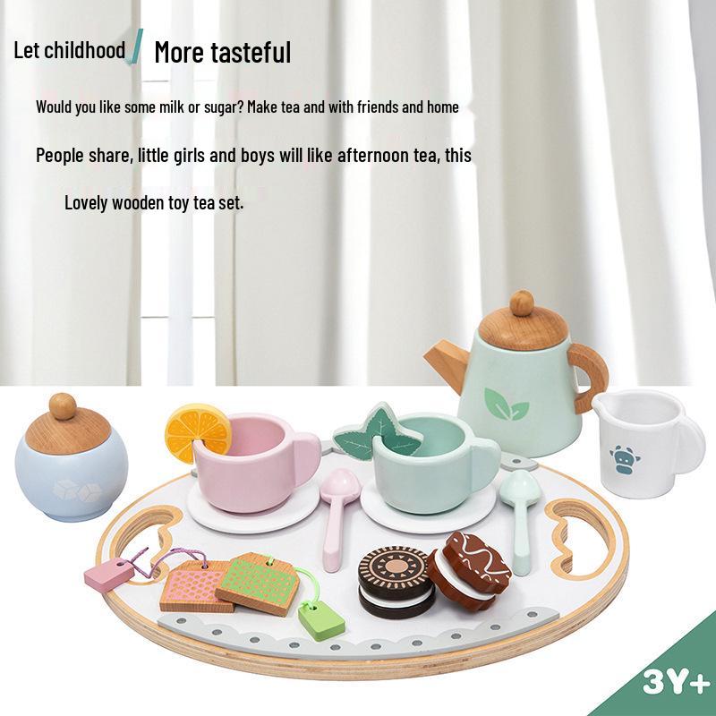 Multifunctional Plate and Storage Rack Children's Pretend Play Macaron Kitchenware Tea Set for Girls