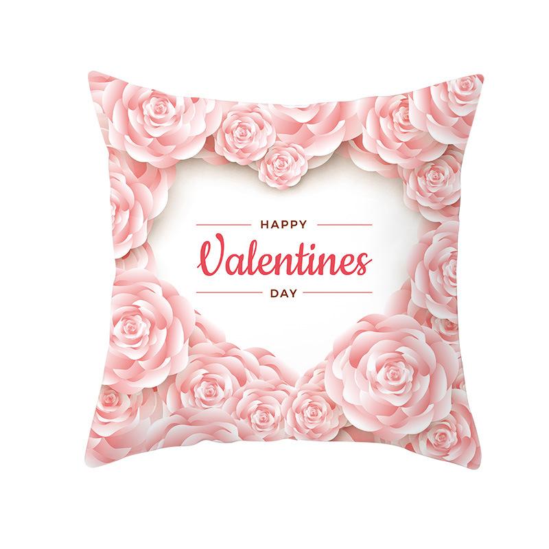 Pink Series Valentine's Day Peach Skin Pillowcase Home Sofa Cushion Cover Square Pillowcase