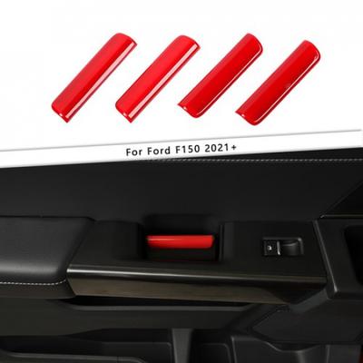 Red Interior Door Handle Cover Trim Bezels For Ford F150 2021-2022 Accessories