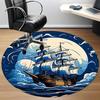 1pc Sailboat Ocean Office Round Area Rug, Under Office Chairs Bedroom Living Room Home Decor, Room Deco, Available In Various Sizes