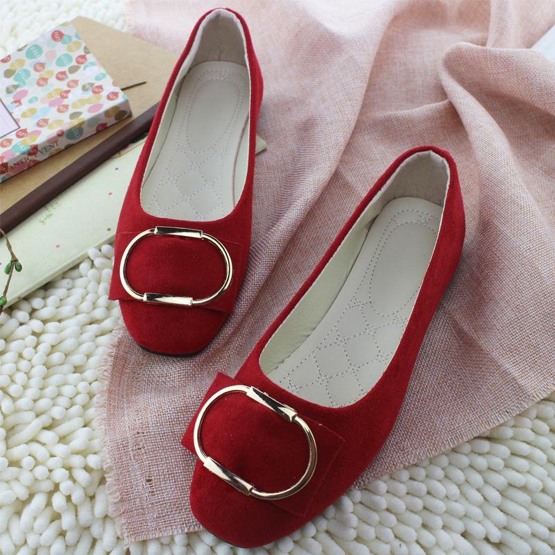 

Весенне-летняя обувь больших размеров, одинарные туфли, квадратные замшевые на плоской подошве, одинарные туфли, женская обувь 40 красный