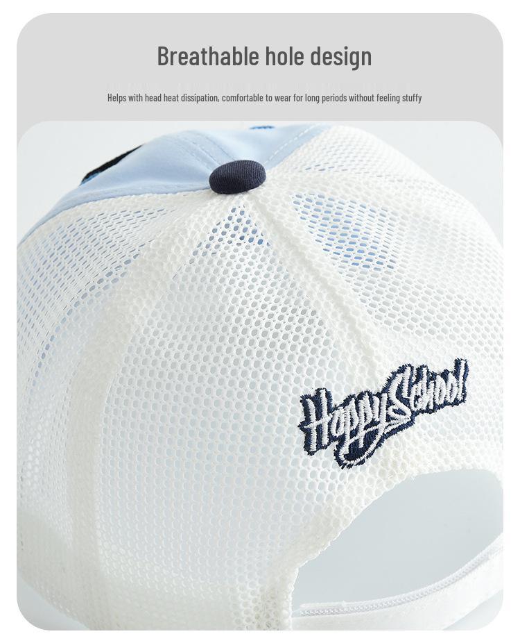 Kids' Cartoon Plaid Sun Hat: Windproof, Breathable Baseball Cap