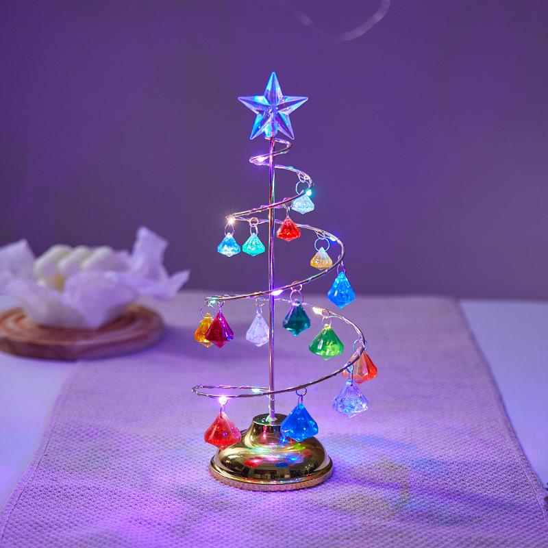 Luminous Electroplated Iron Christmas Tree Ornament Night Light