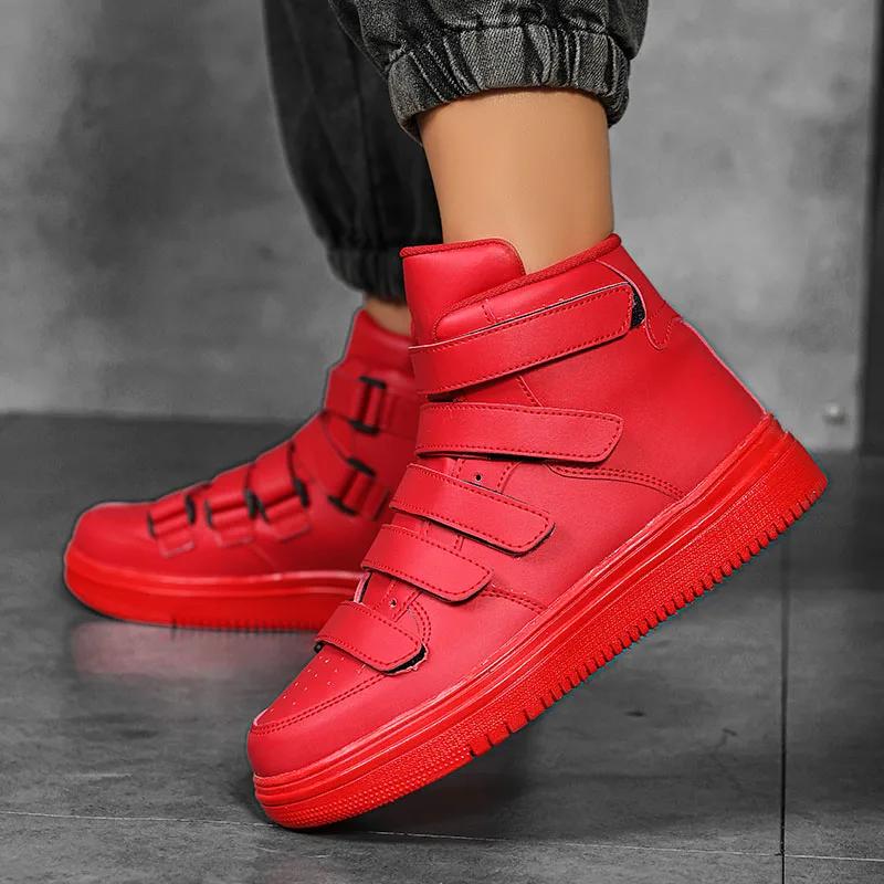 Herrenschuhe High Top Red Canvas Schuh Neue Herren Sneakers Mode Atmungsaktive Canvas Sneakers Rutschfeste Flache Freizeitschuhe