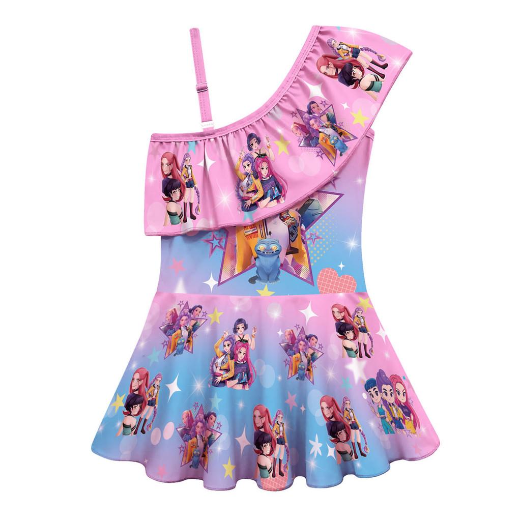

Kids Girls Anime Cartoon K-Pop Rumi Zoey Mira Print One-piece Swimsuit Swimwear 100cm