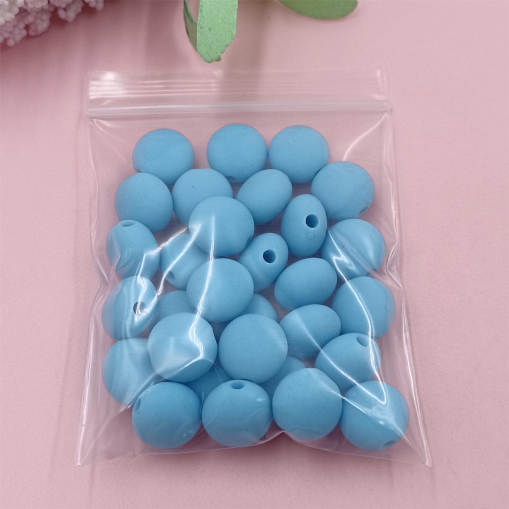 Home Party Supplies Beaded Material 12mm Handmade Rubber Flat Round Beads 30pcs Jewelry Accessories DIY Fashion Solid Color Necklace Bracelet