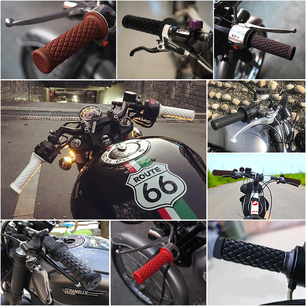 22mm 7/8"   Vintage Soft Rubber Handle Bar Hand Grips For Motorcycle Dirt Bike Black