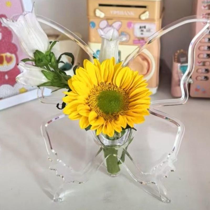 1PC Transparent Butterfly Vase | Modern Luxury Minimalist Decoration for Desk and Living Room Displays, Hydroponic Plant Containers for Hallways