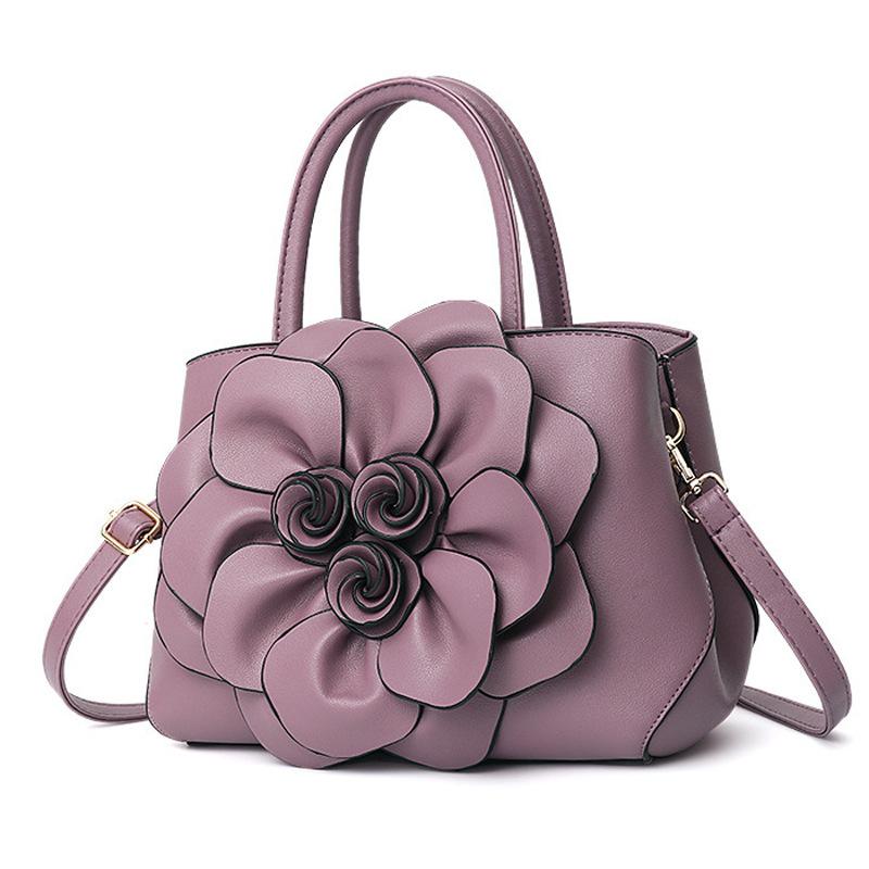 Women's Bag 2023 European and American Popular Women's Bag PU Leather Flower Handheld Shoulder Bag Red Bridal Bag Girl