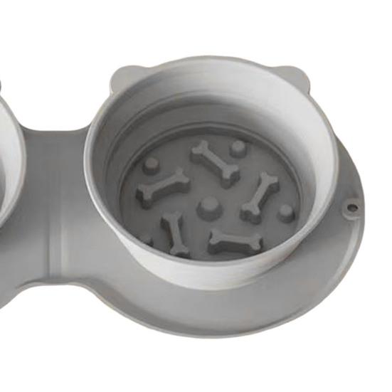 Folding Silicone Pet Bowl Non-slip Anti-Choking Dual Feeding Bowl Small Medium Large Dogs Slow Feeder Portable Dry Wet Food Water Bowl