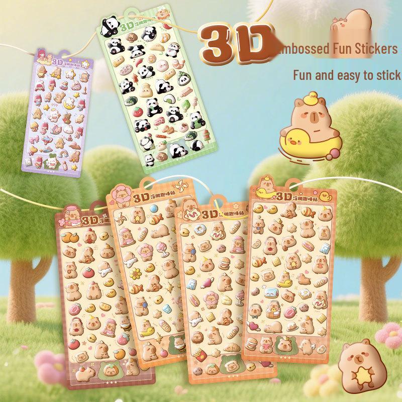 

3D Embossed Cartoon Animal Stickers for Kids - Educational and DIY Toys for Elementary Students