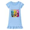 M1236 Kids Girls Kpop Rumi Zoey Mira Print Short Sleeves Ruffle Dress